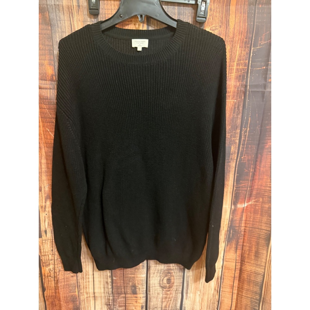 Gentle Fawn Crofton Black Ribbed Knit Crewneck Sweater XL MGF2000-3739
